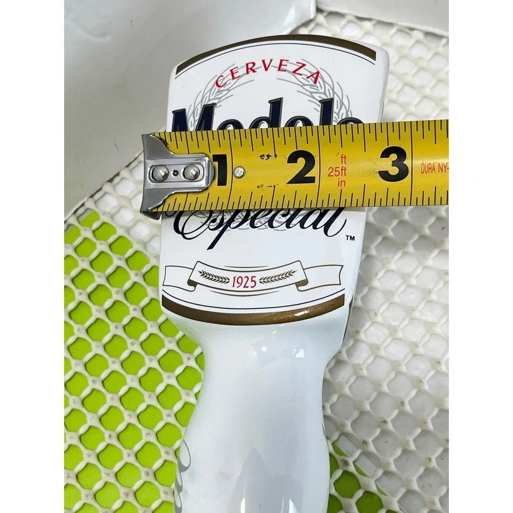 Modelo Especial Beer Tap Handle White Ceramic Gold Accents Bar Decor